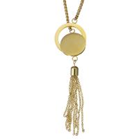 Stainless Steel Sweater Chain Necklace, Tassel, gold color plated, box chain & for woman 2.5mm Approx 23 Inch 