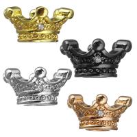 Cubic Zirconia Micro Pave Brass Beads, Crown, plated, micro pave cubic zirconia Approx 5mm 