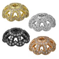 Brass Bead Cap, Flower, plated, micro pave cubic zirconia & hollow nickel, lead & cadmium free Approx 2mm 