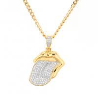 Brass Sweater Necklace, Lip, plated, curb chain & micro pave cubic zirconia & for man Approx 24 Inch 