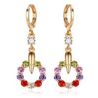 laiton Boucles d'oreilles pendantes Hoop Huggie, Plaqué d'or rose, pour femme & avec zircone cubique Vendu par paire