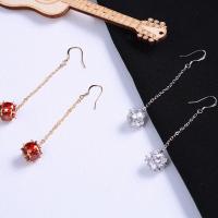 Glass Zinc Alloy Earring, with Glass, stainless steel earring hook, Round, plated, for woman lead & cadmium free 