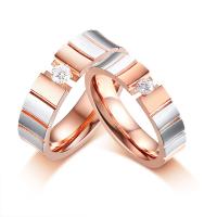Stainless Steel Finger Ring, plated, Unisex & for couple & with cubic zirconia 