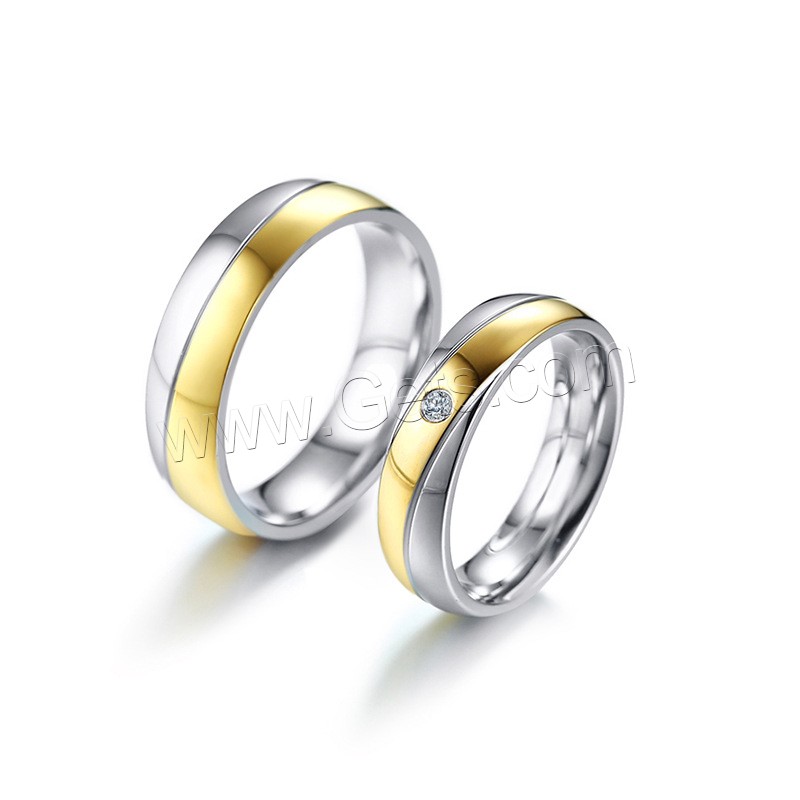 acero inoxidable anillo, chapado, unisexo & diferentes estilos para la opción & para la pareja & con circonia cúbica, Vendido por UD