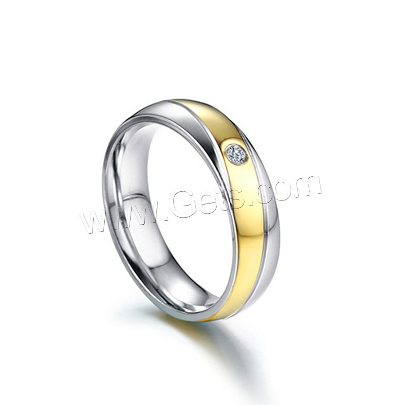 acero inoxidable anillo, chapado, unisexo & diferentes estilos para la opción & para la pareja & con circonia cúbica, Vendido por UD