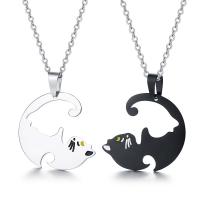 Couple Stainless Steel Necklace, Cat, plated, oval chain & for couple Approx 20 Inch 