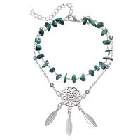Zinc Alloy Anklet, with turquoise, with 2inch extender chain, Dream Catcher, silver color plated, Unisex & oval chain & , 45mm Approx 9.5 Inch, Approx  8 Inch 