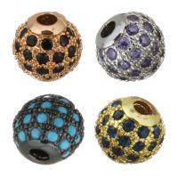 Cubic Zirconia Micro Pave Brass Beads, Round, plated, micro pave cubic zirconia Approx 1.5mm 