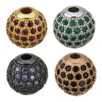 Cubic Zirconia Micro Pave Brass Beads, Round, plated, micro pave cubic zirconia Approx 2.5mm 