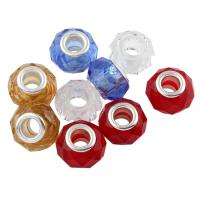 Kristall Großes Loch Perlen, Rondell, Messing-Dual-Core ohne troll & facettierte, mehrere Farben vorhanden, 14x9mm, Bohrung:ca. 5mm, 20PCs/Tasche, verkauft von Tasche
