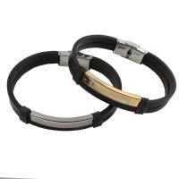 PU Leather Bracelet, with Stainless Steel, Rondelle, plated, Unisex Approx 8 Inch 