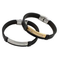 PU Leather Bracelet, with Stainless Steel, Rondelle, plated, Unisex Approx 8 Inch 