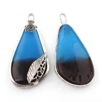 Resin Zinc Alloy Pendants, with Resin, Teardrop, antique silver color plated, lead & cadmium free Approx 