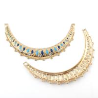 Rhinestone Zinc Alloy Connector, Moon, gold color plated, 2/12 loop & enamel & with rhinestone, lead & cadmium free Approx 1-4mm 