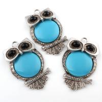 Resin Zinc Alloy Pendants, with Resin, Owl, antique silver color plated, lead & cadmium free Approx 6mm 