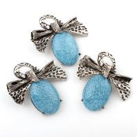 Resin Zinc Alloy Pendants, with Resin, Bowknot, antique silver color plated, lead & cadmium free Approx 8mm 