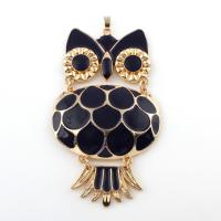 Zinc Alloy Animal Pendants, Owl, gold color plated, enamel, lead & cadmium free Approx 