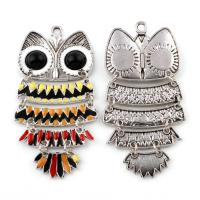 Zinc Alloy Animal Pendants, Owl, antique silver color plated, enamel, lead & cadmium free Approx 4mm 