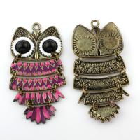 Resin Zinc Alloy Pendants, with Resin, Owl, antique bronze color plated, enamel, lead & cadmium free Approx 3mm 