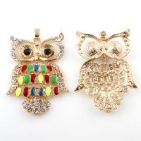 Acrylic Zinc Alloy Pendant, with Acrylic, Owl, gold color plated, enamel & with rhinestone, lead & cadmium free Approx 