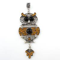 Zinc Alloy European Pendant, with Resin, Owl, antique silver color plated, with rhinestone, lead & cadmium free Approx 5mm 