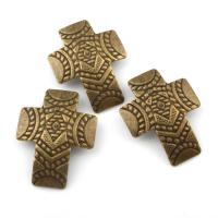 Zinklegierung Kreuz Anhänger, antike Bronzefarbe plattiert, frei von Blei & Kadmium, 35x44x3mm, Bohrung:ca. 4mm, verkauft von PC