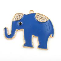 Zinc Alloy Animal Pendants, Elephant, gold color plated, enamel & with rhinestone, lead & cadmium free Approx 4mm 