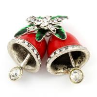 Zinc Alloy Christmas Pendants, Christmas Bell, antique silver color plated, enamel & with rhinestone, lead & cadmium free Approx 3mm 