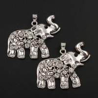Zinc Alloy Animal Pendants, Elephant, antique silver color plated, with rhinestone, lead & cadmium free Approx 
