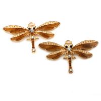 Zinc Alloy Animal Pendants, Dragonfly, gold color plated, enamel & with rhinestone, lead & cadmium free Approx 3mm 