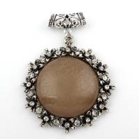 Resin Zinc Alloy Pendants, with Resin, antique silver color plated, with rhinestone, lead & cadmium free Approx 8mm 