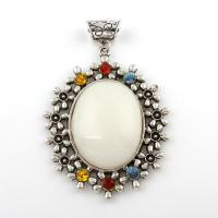 Resin Zinc Alloy Pendants, with Resin, antique silver color plated, with rhinestone, lead & cadmium free Approx 6mm 