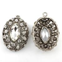 Glass Zinc Alloy Pendants, with Glass, antique silver color plated, faceted & with rhinestone, lead & cadmium free Approx 5mm 