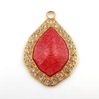 Resin Zinc Alloy Pendants, with Resin, gold color plated, with rhinestone, lead & cadmium free Approx 6mm 