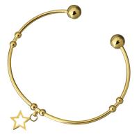 Stainless Steel Cuff Bangle, Star, gold color plated, for woman 2mm, 8mm, Inner Approx 