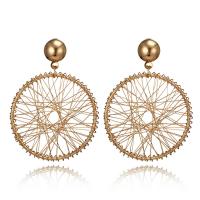 Zinc Alloy Drop Earring, stainless steel post pin, gold color plated, for woman, lead & cadmium free, 57mm 