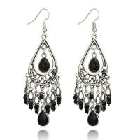 Zinc Alloy Drop Earring, iron earring hook, Teardrop, antique silver color plated, for woman, lead & cadmium free, 85mm 
