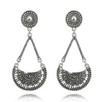 Zinc Alloy Drop Earring, stainless steel post pin, antique silver color plated, for woman, lead & cadmium free, 77mm 