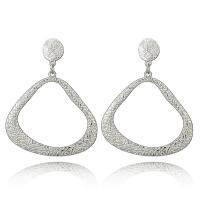 Zinc Alloy Drop Earring, stainless steel post pin, antique silver color plated, for woman, lead & cadmium free, 63mm 
