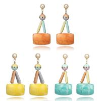 Harz Zinklegierung Ohrring, mit Harz, Edelstahl Stecker, goldfarben plattiert, für Frau, keine, frei von Blei & Kadmium, 102mm, verkauft von Paar