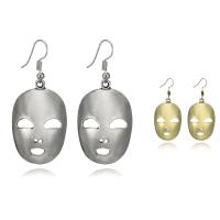 Zinc Alloy Drop Earring, iron earring hook, Mask, plated, for woman lead & cadmium free, 52mm 