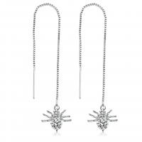 Zinc Alloy Thread Through Earrings, Spider, plated, for woman & with rhinestone 10mm, 100mm 
