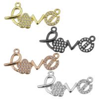 Cubic Zirconia Micro Pave Brass Connector, Alphabet Letter, word love, plated, micro pave cubic zirconia & 1/1 loop Approx 1.5mm 