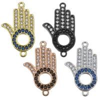 Cubic Zirconia Micro Pave Brass Connector, Hamsa, plated, micro pave cubic zirconia & 1/1 loop Approx 1mm 