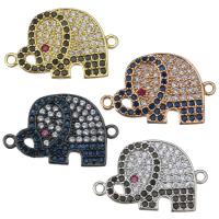 Cubic Zirconia Micro Pave Brass Connector, Elephant, plated, micro pave cubic zirconia & 1/1 loop Approx 1.5mm 