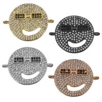 Cubic Zirconia Micro Pave Brass Connector, Smiling Face, plated, micro pave cubic zirconia & 1/1 loop Approx 1.5mm 