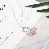 925 Sterling Silver Necklace, with Strawberry Quartz, with 1.77lnch extender chain, platinum plated, natural & oval chain & for woman Approx 16.5 Inch 