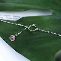 925 Sterling Silver Necklace, with Strawberry Quartz, with 1.37lnch extender chain, Cat, natural & oval chain & for woman, 9mm, 6mm Approx 15.3 Inch 