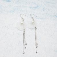 925 Sterling Silver Drop Earring, with Shell Pearl & Acrylic, for woman, 74mm 