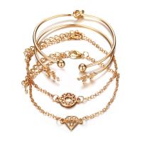 Fashion Zinc Alloy Jewelry Sets, bangle & bracelet, with 2inch extender chain, gold color plated, oval chain & for woman & mixed, Inner Approx 60mm Approx 8 Inch, Approx  10 Inch 